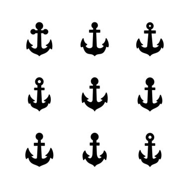 Çapa simgesi ayarlandı. Çapa sembolü logosu. Çapa deniz simgesi.