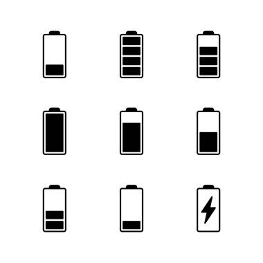 Batarya simgesi ayarlandı. Şarj seviyesi. pil yükleme simgesi