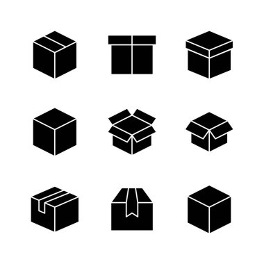 Kutu simgesi seti. kutu vektör simgesi, paket, paket