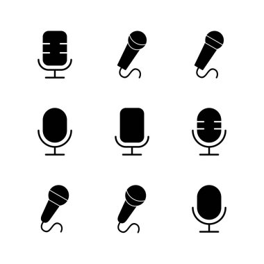 Mikrofon simgesi ayarlandı. karaoke simgesi vektörü