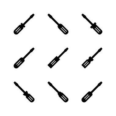 Tornavida simgesi seti. araçlar simgesi vektörü