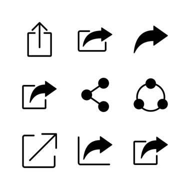 Paylaşım simgesi seti. Paylaşılan vektör simgesi