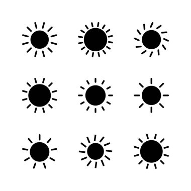 Güneş ikonu ayarlandı. Parlaklık Simgesi vektörü