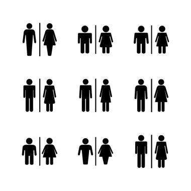 Tuvalet ikonu seti. Tuvalet ikon vektörü. Banyo tabelası. wc, tuvalet