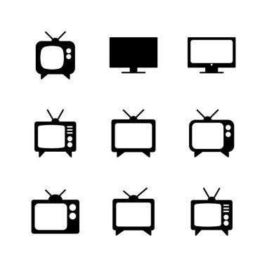 Televizyon ikonu ayarlandı. televizyon simgesi vektörü