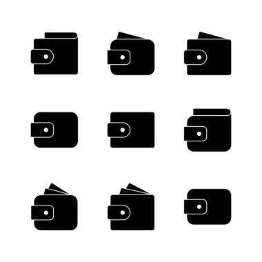 Cüzdan simgesi ayarlandı. cüzdan vektör simgesi