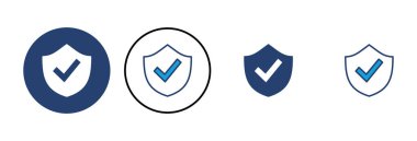 Kalkan kontrol simgesi vektörü. Koruma onayı işareti. Güvenli simge vektörü