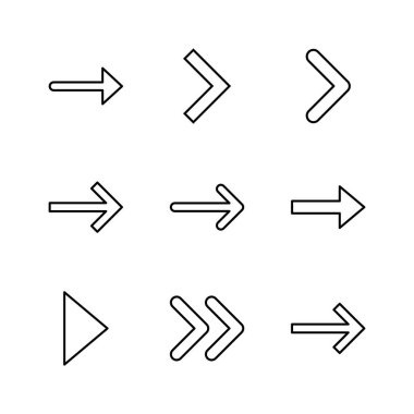Ok simgesi ayarlandı. Ok sembolü. Web tasarımınız için ok işareti.
