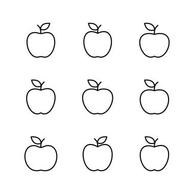 Elma simgesi seti. Elma vektör simgesi. Web tasarımınız için elma sembolleri.