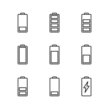 Batarya simgesi ayarlandı. Şarj seviyesi. pil yükleme simgesi