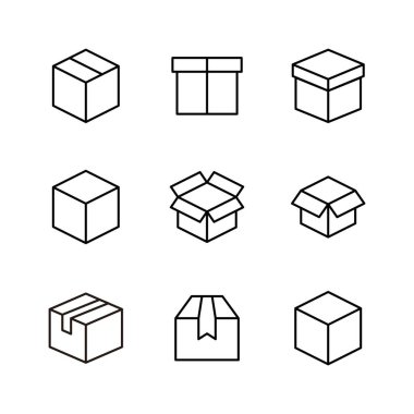 Kutu simgesi seti. kutu vektör simgesi, paket, paket