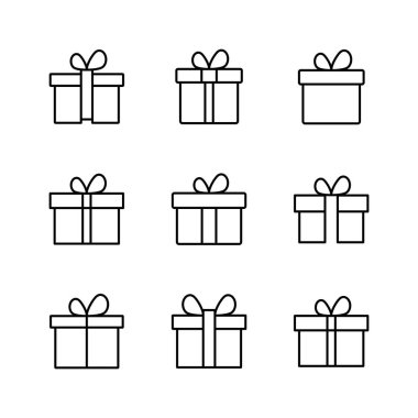 Hediye ikonu seti. Hediye vektör simgesi. doğum günü hediyesi