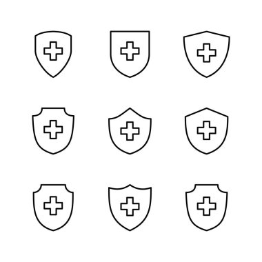 Sağlık sigortası ikonu seti. Sigorta sağlık belgesi simgesi