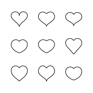 Aşk ikonu seti. Kalp ikonu vektörü. Simge vektörü gibi.