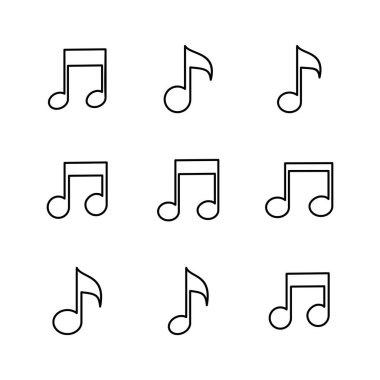 Müzik ikonu seti. Müzik simgesi vektörünü not et. ton simgesi