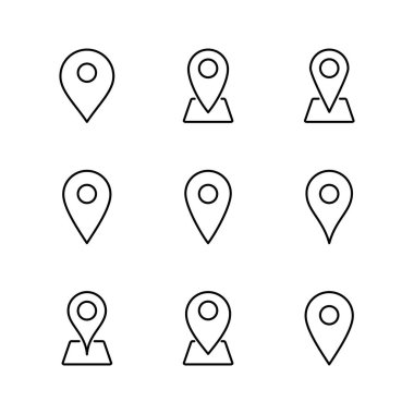 Pin simgesi ayarlandı. Konum simgesi vektörü. hedef simgesi. harita iğnesi