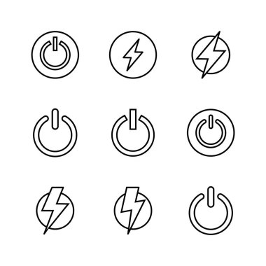 Güç simgesi ayarlandı. Güç Düğmesi Simgesi. Elektrik gücü.