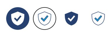 Kalkan kontrol simgesi vektörü. Koruma onayı işareti. Güvenli simge vektörü