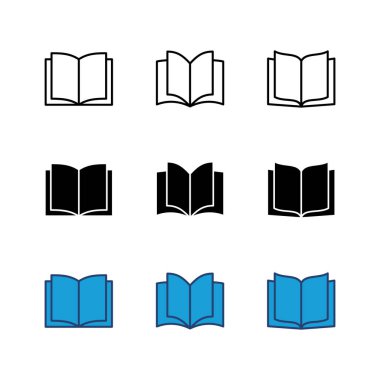 Kitap simgesi ayarlandı. Kitap simgesi vektörünü aç. Kitap simgesi