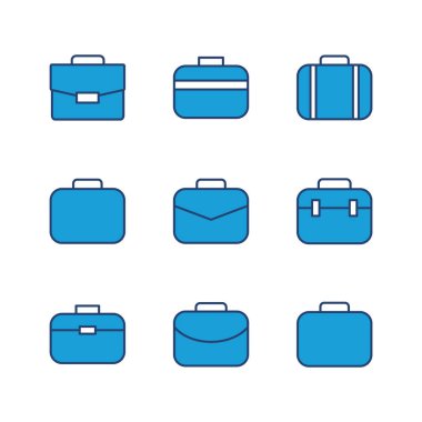 Evrak çantası simgesi seti. Bavul simgesi. bagaj sembolü.