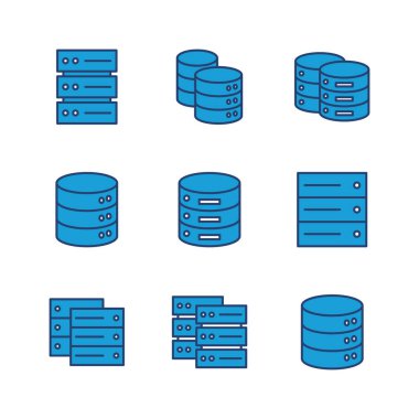 Veritabanı simgesi seti. veritabanı vektörü simgesi