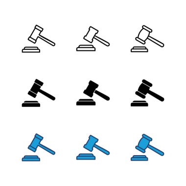 Gavel simgesi hazır. Yargıç Tokmak ikon vektörü. Kanun simgesi vektörü. Açık arttırma çekici