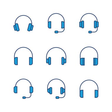 Kulaklık ikonu ayarlandı. Headvector simgesi simgeleri