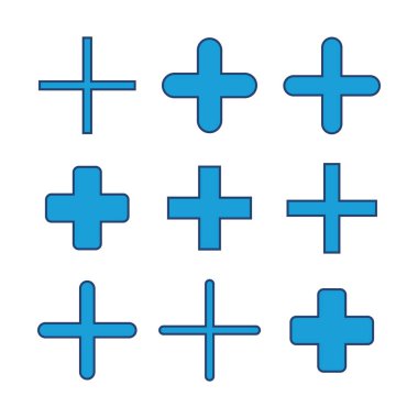 Artı simge seti. Artı simge ekle