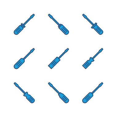 Tornavida simgesi seti. araçlar simgesi vektörü