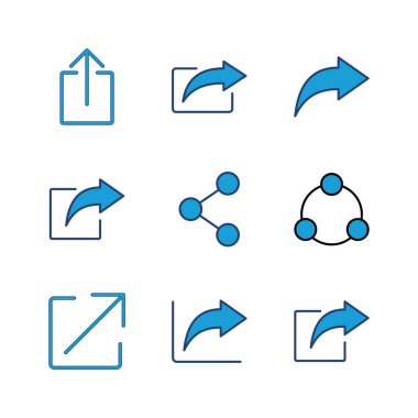 Paylaşım simgesi seti. Paylaşılan vektör simgesi