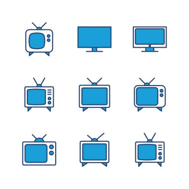 Televizyon ikonu ayarlandı. televizyon simgesi vektörü