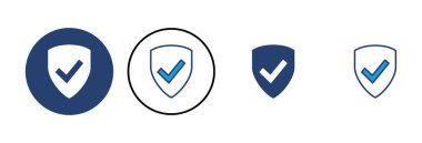 Kalkan kontrol simgesi vektörü. Koruma onayı işareti. Güvenli simge vektörü