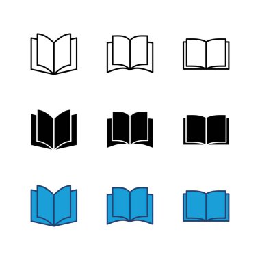 Kitap simgesi ayarlandı. Kitap simgesi vektörünü aç. Kitap simgesi