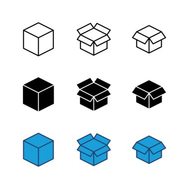 Kutu simgesi seti. kutu vektör simgesi, paket, paket