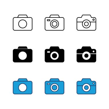 Kamera simgesi ayarlandı. Fotoğraf makinesi simgesi. kamera fotoğrafçılık simgesi.