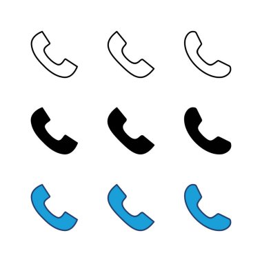 Simge seti. Telefon simgesi vektörü. Telefon simgesi vektörü. Bizimle irtibata geç 