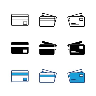Kredi kartı simgesi seti. Kredi kartı ödeme simgesi vektörü