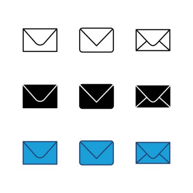 Posta simgesi seti. e- posta simgesi vektörü. E- posta simgesi. Zarf illüstrasyonu