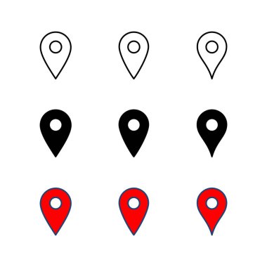 Pin simgesi ayarlandı. Konum simgesi vektörü. hedef simgesi. harita iğnesi