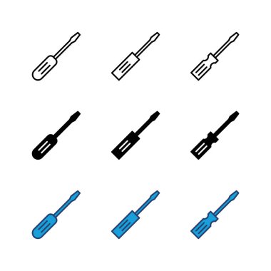 Tornavida simgesi seti. araçlar simgesi vektörü