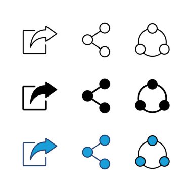 Paylaşım simgesi seti. Paylaşılan vektör simgesi