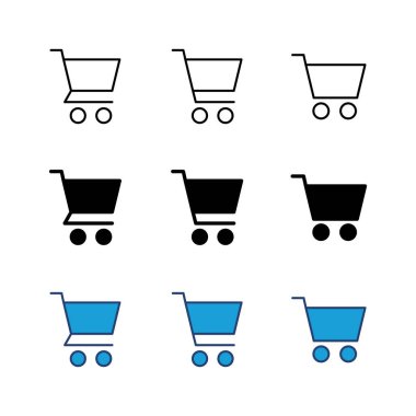 Alışveriş ikonu seti. Alışveriş arabası ikonu. Trolley simge vektörü