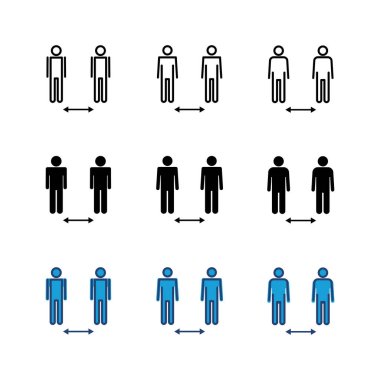 Sosyal uzaklık simgesi ayarlandı. Sosyal uzaklık simgesi. Kendini karantina işareti