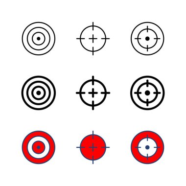 Hedef simgesi ayarlandı. hedef simge vektörü. hedef pazarlama simgesi vektörü