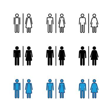 Tuvalet ikonu seti. Tuvalet ikon vektörü. Banyo tabelası. wc, tuvalet