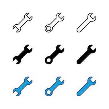 Anahtar simgesi seti. Simge vektörünü onar. araçlar simgesi vektörü