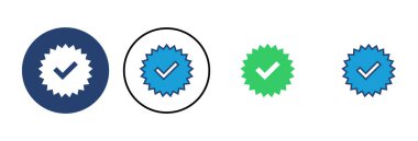 Doğrulanmış simge vektörü. Doğrulama işareti. onaylanmış simge