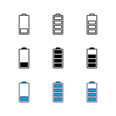 Batarya simgesi ayarlandı. Şarj seviyesi. pil yükleme simgesi