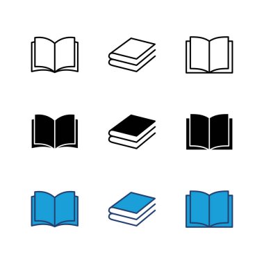 Kitap simgesi ayarlandı. Kitap simgesi vektörünü aç. Kitap simgesi