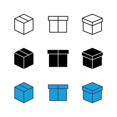 Kutu simgesi seti. kutu vektör simgesi, paket, paket